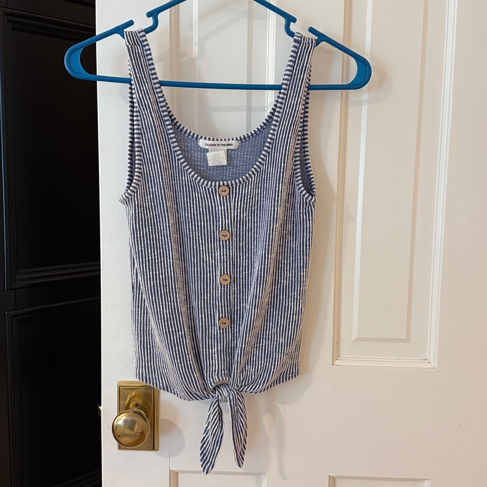Blue and White Striped Tank Top